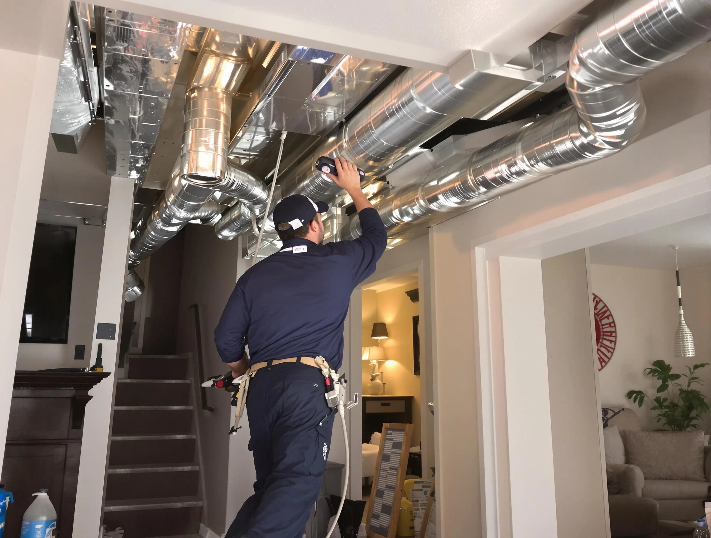 Castle Rock Air Duct Cleaning expert performing specialized duct cleaning in a mobile home in Castle Rock