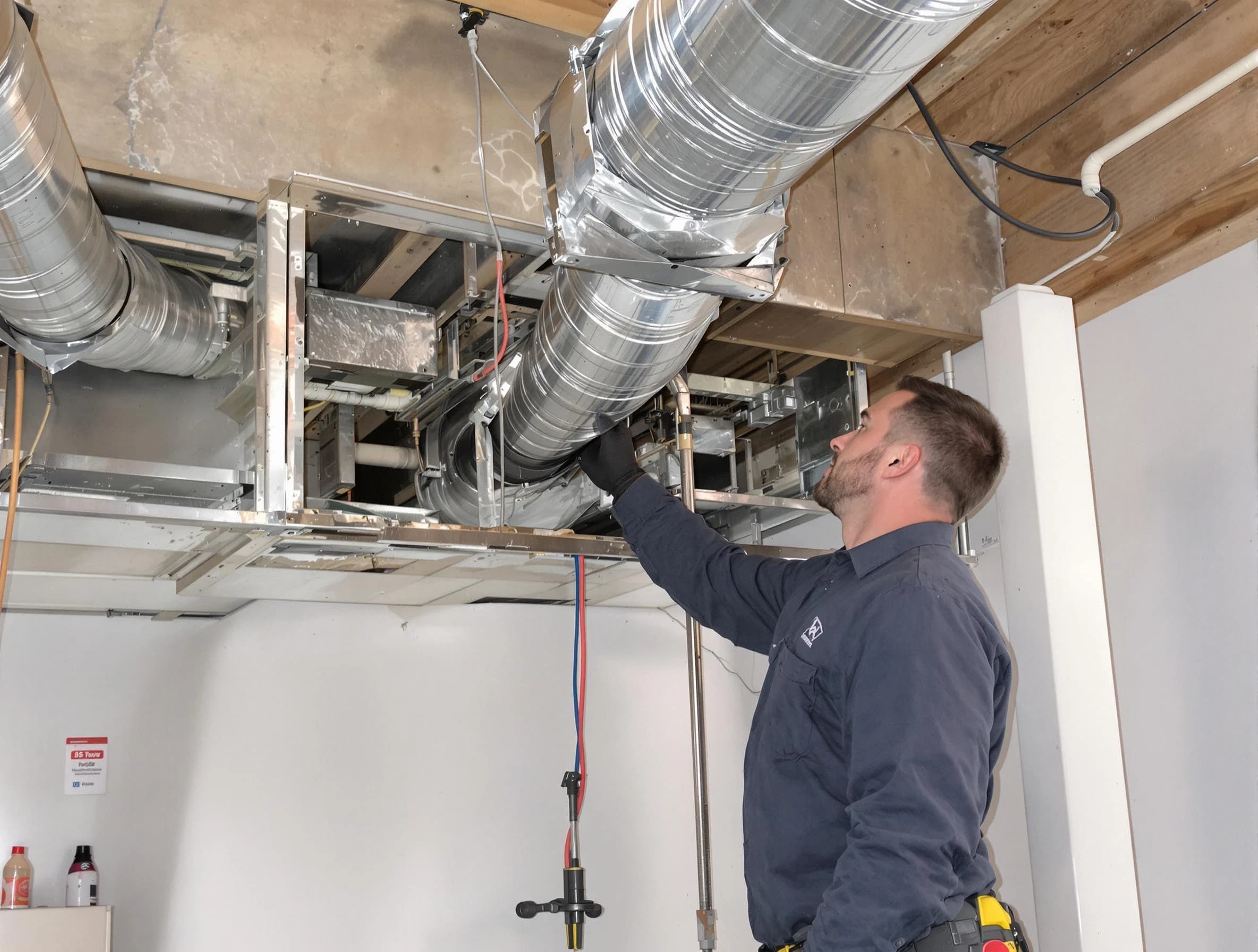 Castle Rock Air Duct Cleaning technician performing professional air duct repair using specialized tools in Castle Rock