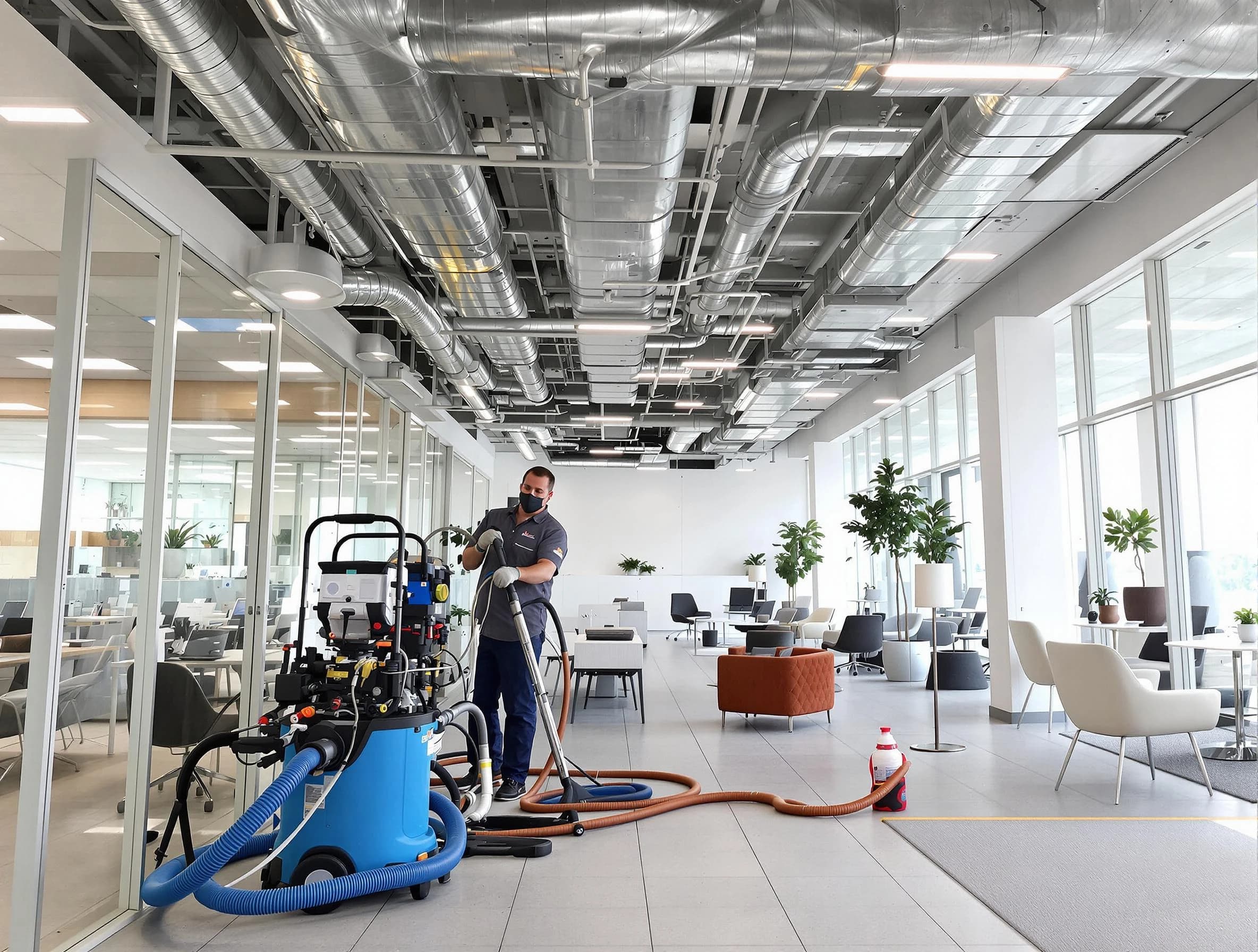 Castle Rock Air Duct Cleaning team conducting comprehensive commercial duct cleaning at a business location in Castle Rock