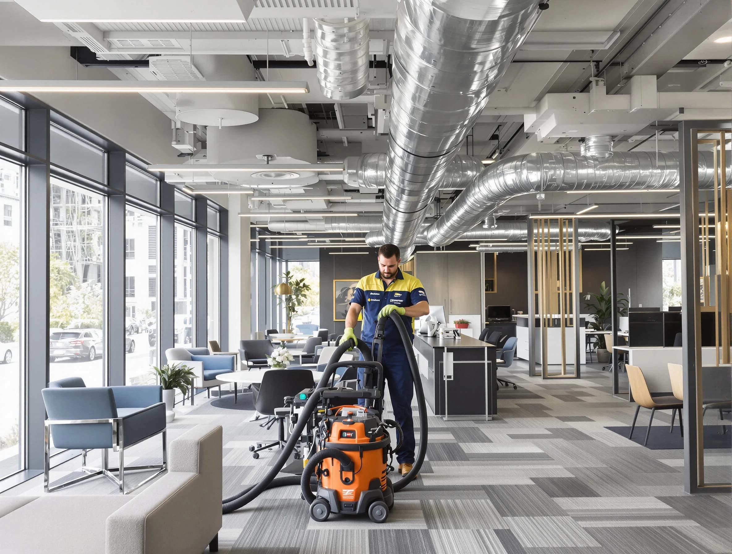Castle Rock Air Duct Cleaning team performing thorough commercial duct cleaning at a Castle Rock business center