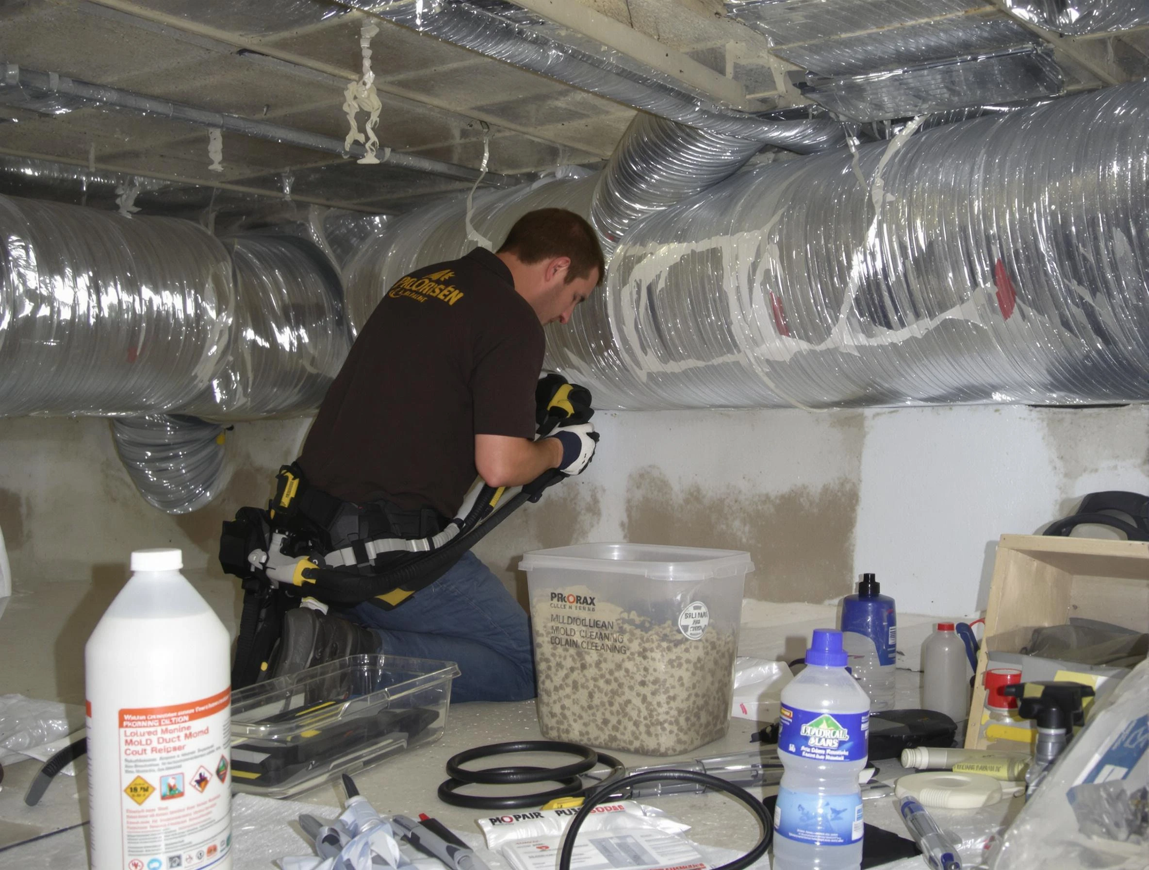 Castle Rock Air Duct Cleaning specialist performing professional mold removal from air ducts in Castle Rock